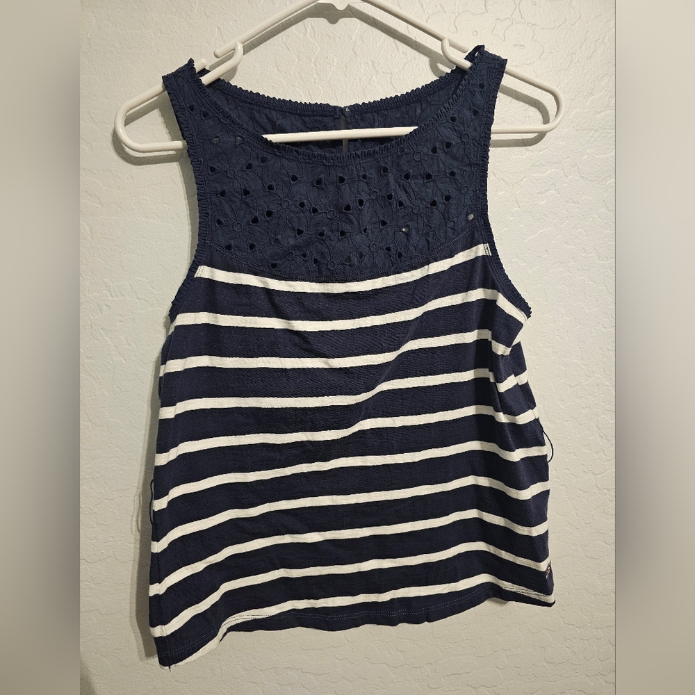 Hollister medium navy and white tank top